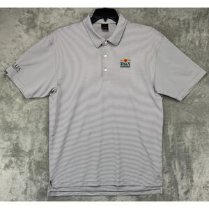 Dunning Golf Polo Shirt‎ XL Gray White Striped 2016 PGA Championship Baltusrol